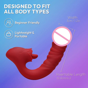 Rosen-Sexspielzeug Zungen-Vibrator Weiblicher Nippel- und Vaginal-Klitoris-Stimulator G-Punkt-Stoßdildo Vibrator für Frauen - Product Image 3