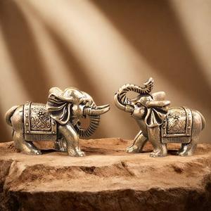 1 шт. миниатюрная латунная фигурка слона, латунный подарок, украшение для гостиной, привлекающее богатство и удачу, декор для дома - Product Image 5