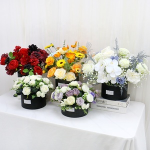 Boîte à fleurs <span class=keywords><strong>en</strong></span> forme de seau, cadeau artisanal pour le Nouvel An, bouquet de tournesols, roses et orchidées artificielles, décoration de fête de mariage, décoration de table - Product Image 5