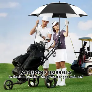 Design automatico a chiusura aperta il tuo logo a colori personalizzato stampato a doppio baldacchino impermeabile da uomo sole antivento ombrello da golf antivento