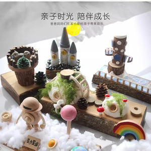 Nuevo conjunto de casa de árbol divertida de madera hecha a mano, bloques de construcción creativos para niños DIY, juguetes de rompecabezas para mejorar la imaginación - Product Image 2