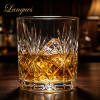 Verres à whisky double old fashioned en verre taillé cristal durable Lanques 11oz, couleur argent métallisé, pour les fêtes