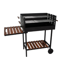 SEJR Chariot de barbecue à charbon de bois Grill de barbecue de haute qualité avec protection contre le vent et grilles de barbecue à table plate à 2 roues