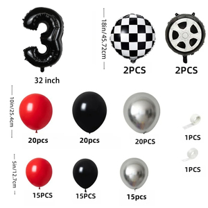 Balon Tema Mobil Balap Kit Garland Lengkung Mobil Balap Ulang Tahun Anak Laki-laki Usia 0-9 Tahun Balon Foil Kotak-kotak untuk Dekorasi Ulang Tahun - Product Image 3