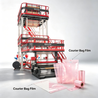 Machine de soufflage de film automatique à économie d'énergie pour sacs de coursier/déchets, 1700 mm, co-extrusion ABC trois couches PE/LLDPE/LDPE/HDPE