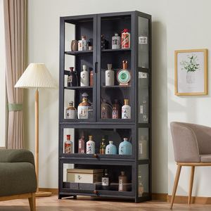 Vitrina para vinos, mueble de almacenamiento y exhibición para sala de estar, diseño moderno minimalista con puertas de vidrio y múltiples estantes - Product Image 1