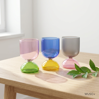 Verre à vin gobelet bicolore coloré soufflé à la main, multicolore, pour fête, décoration de table à la maison, cadeau