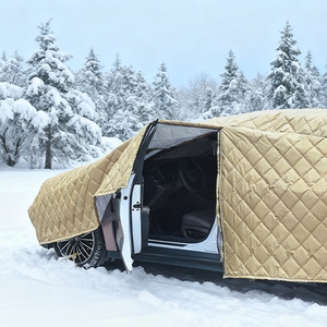 Housse de voiture d'hiver noire résistante, épaisse, en coton respirant, pour l'extérieur, toutes saisons, protection solaire, avec fermeture éclair - Product Image 1