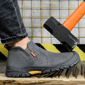 Bottes de sécurité pour soudeurs, résistantes à la chaleur, anti-étincelles, avec embout en acier anti-perforation, chaussures en cuir antidérapantes pour le soudage industriel - Product Image 5
