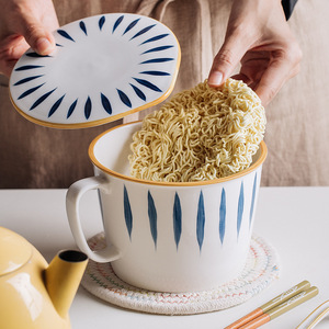 Taza y Tazón de Gres Blanco con Forma de Gato y Borde Dorado para Arroz con Oveja, Fideos, Ramen Instantáneo, No Tóxico, para Uso Doméstico - Product Image 5