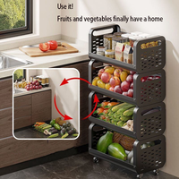 Chariot de cuisine design tendance pour le rangement des fruits et légumes, chariot utilitaire à 4 niveaux, îlot de cuisine, étagère de rangement roulante