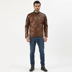 Finer Threads High Street Style Lightweight Genuine <b>Leather</b> Coated Breathable Vintage Stand Collar <b>Men's</b> Autumn <b>Jacket</b> ODM - Product Image 1
