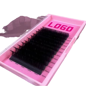 Extensions de cils en soie naturelles noires à volume complet faites à la main en gros pour étiquette privée - Product Image 1