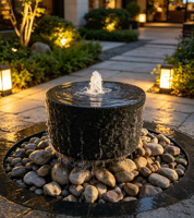 Fontaines d'eau extérieures modernes en basalte - Décoration de jardin écologique et durable