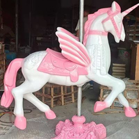 Cheval de carrousel décoratif pour vitrine avec support / Cheval de carrousel de manège / Accessoire en fibre de verre en forme de cheval de carrousel