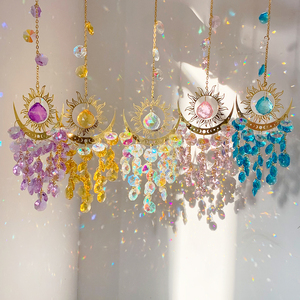 Wholesale Sun Catcher Moon Suncatcher Sun Charm Suncatcher Glass Prism Home Decor for Gift Stained Glass Suncatcher