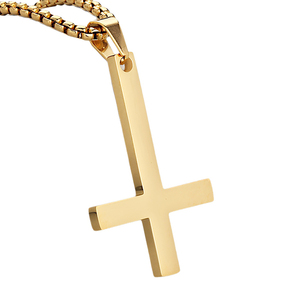Mode Étanche 18K Plaqué Or En Acier Inoxydable <span class=keywords><strong>À</strong></span> <span class=keywords><strong>L</strong></span>'<span class=keywords><strong>envers</strong></span> Croix Collier Inversé Croix Pendentif Collier pour Hommes Femmes - Product Image 5