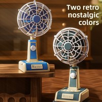 Ventilateur de table portable classique rétro, rechargeable par mini USB, avec moteur sans balais, commande tactile, trois vitesses, idéal pour le bureau, les étudiants et les dortoirs