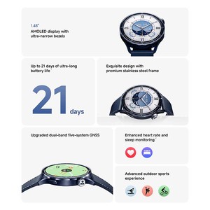 Reloj Inteligente S5 de 46 mm con Pantalla AMOLED Redonda, Navegación GPS, Pagos NFC, Monitor de Actividad, Correa de Silicona, Conectividad Perfecta - Product Image 2