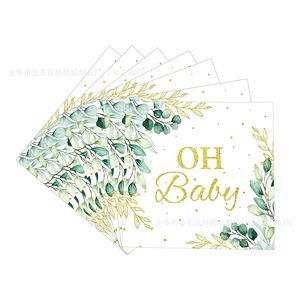 Juego de Vajilla Desechable Oh Baby con Diseño de Hojas de Eucalipto, Kit de Artículos para Fiestas, Platos, Vasos, Servilletas, Cubiertos - Product Image 4