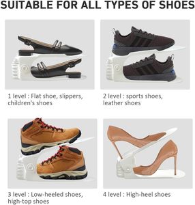 20 paia di scarpiera bianca Organizer 4 livelli regolabili spessing doppio strato porta scarpe 50% salvaspazio 4 slot scarpe - Product Image 4