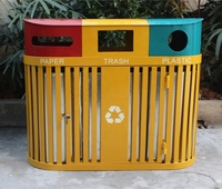 Poubelle extérieure commerciale sur mesure en gros, poubelle de recyclage pour jardin, rue, patio, conteneur métallique ovale, poubelle