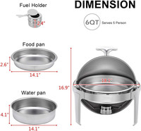 Edelstahl Gas/Elektro 6-Quart Roll-Top Speisenwärmer Rundes Chafing Dish Buffet-Set für Catering in Hotels & Restaurants