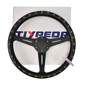 TIYPEOR universel 350mm nouveau volant de voiture de course en alliage d'aluminium noir mat perforé modifié - Product Image 6