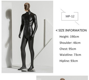 Maniquí de cabeza de modelado para hombre, soporte de exhibición de <span class=keywords><strong>cuerpo</strong></span> <span class=keywords><strong>entero</strong></span>, modelo negro de alta calidad - Product Image 4