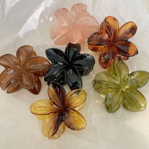 Pince à cheveux rétro française pour femme, transparente, colorée, motif floral, pince requin à forte tenue, pince florale pour femme - Product Image 2
