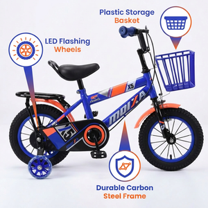 Vélo pour enfants de 12, 14 et 16 pouces avec roues d'apprentissage à LED clignotantes et panier de rangement bleu, série <span class=keywords><strong>X5</strong></span>, vélo pour enfants pour garçons et filles - Product Image 4