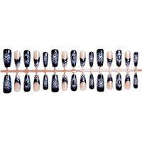 30PCS Boîte de style gothique foncé trapézoïdal Halloween Instagram Millennial Spicy Girl Y2K Style ABS Press on Nails
