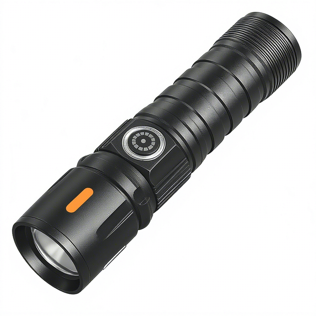 High-Power Rechargeable LED Flashlight with Zoom Function USB Charging Lithium Battery ABS Body 800 Lumens Camping Emergency