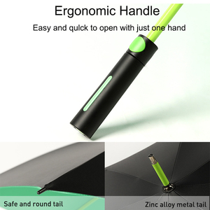 Parapluie Droit Automatique Double Couche Coupe-Vent Haute Qualité et Durable en Tissu Pongee 190T Noir et Jaune pour le Golf - Product Image 5