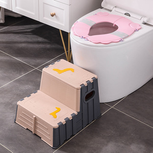 Childrens Folding <b>Step</b> <b>Stool</b> For Toilet Training 3-6 Years Old PP Material Pink Black White Color Options - Product Image 1