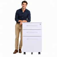 Meuble de rangement mobile à 3 tiroirs en métal pour bureau, avec serrure à clé, pour un espace de travail moderne