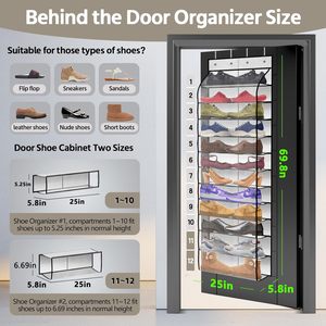 Over The Door <b>Shoe</b> Organizer 12 Pocket Mesh Bag Breathable Reusable For Men Women Sneakers Behind Door Wall <b>Storage</b> Rack - Product Image 3