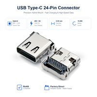 Connecteur USB Type C 24 broches femelle hybride DIP SMT pour carte PCB, prise 20V 5A, port de charge rapide pour appareil électrique, tablette