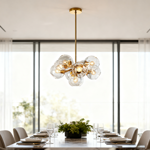 JACKSUN Lampe suspendue en <span class=keywords><strong>verre</strong></span> pour magasin de vêtements Café Sphère moléculaire de luxe en forme de haricot <span class=keywords><strong>Luminaire</strong></span> décoratif - Product Image 1