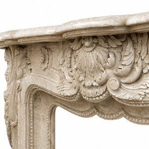 Customized Marble Fireplace Modern Hand Carved Luxury Cream Grey Marble Fireplace Mantel Marble Fireplace Surround - Product Image 4