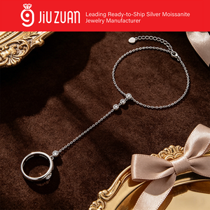 Pulsera de mano delicada y moderna con moissanita minimalista, de <span class=keywords><strong>plata</strong></span> de ley 925, con anillo ajustable, tipo esclava - Product Image 3