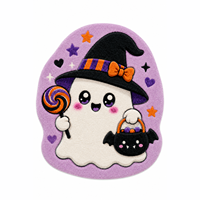 Tapis moderne lavable en polyester imitation velours pour chambre d'enfant, motif fantôme et sorcière mignons, thème Halloween