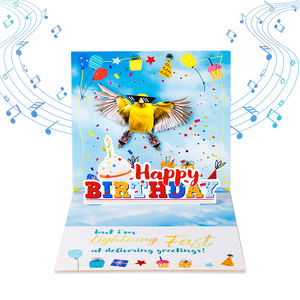 Tarjeta de Felicitación Musical Vibrante 3D Winpsheng 90 con Diseño de Pájaro Oscilante, Papel Blanco como la Nieve, Corte Láser, Barnizado Mate - Product Image 3