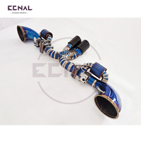 Échappement en titane ECNAL pour Porsche 992 GT3 avec commande de soupape OEM et embouts bleus brûlés