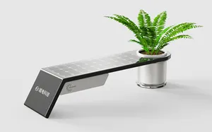 Thông minh ngoài trời năng lượng mặt trời băng ghế dự bị thép mạ kẽm đường phố ghế với ánh sáng cho vườn sử dụng