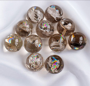 Piedras de Chakra naturales al por mayor, cristal <span class=keywords><strong>ahumado</strong></span> curativo, Mini bolas de <span class=keywords><strong>cuarzo</strong></span> de humo craquelado, 2 cm, esfera de cristal de arcoíris, <span class=keywords><strong>colgante</strong></span> de Reiki - Product Image 4