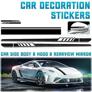 5 pegatinas para coche, franjas laterales, calcomanías para carrocería, cubierta de capó, espejo retrovisor, accesorios deportivos de carreras para Toyota, BMW, Audi - Product Image 1