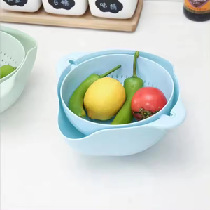 Panier de lavage de cuisine rond à double drain pour fruits et légumes, passoire et égouttoir de qualité supérieure, vente en gros - Product Image 3