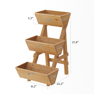 Jardinière surélevée classique en <span class=keywords><strong>bois</strong></span> à 3 niveaux avec trous de drainage <span class=keywords><strong>pour</strong></span> une utilisation intérieure/extérieure, petite taille <span class=keywords><strong>pour</strong></span> fleurs/légumes/plantes - Product Image 2