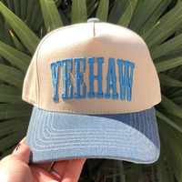 Gorra de Béisbol de 5 Paneles de Mezclilla de Alta Calidad, con Logotipo Bordado Personalizado, Visera Curva, Estilo Deportivo, para Clubes de Fans